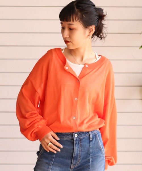 cepo(セポ)の「スナップボタン シアーカーディガン(カーディガン/ボレロ・レディース・オレンジ/ライム/オフホワイト/ブラック・M)」の12枚目の写真