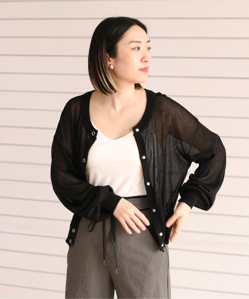 cepo(セポ)の「スナップボタン シアーカーディガン(カーディガン/ボレロ・レディース・オレンジ/ライム/オフホワイト/ブラック・M)」の22枚目の写真