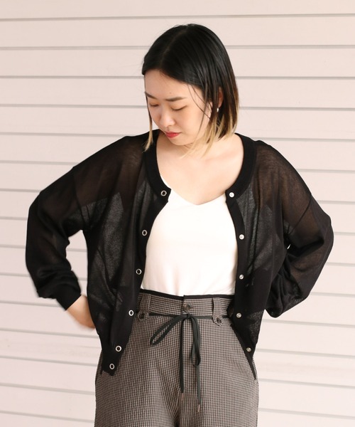 cepo(セポ)の「スナップボタン シアーカーディガン(カーディガン/ボレロ・レディース・オレンジ/ライム/オフホワイト/ブラック・M)」の21枚目の写真