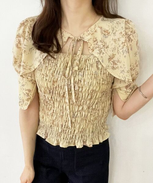 MAJESTIC LEGON(マジェスティックレゴン)の「ショートトップスセットブラウス(シャツ/ブラウス・レディース・イエロー系その他/ホワイト系その他2/ブラック系その他・MEDIUM)」の1枚目の写真