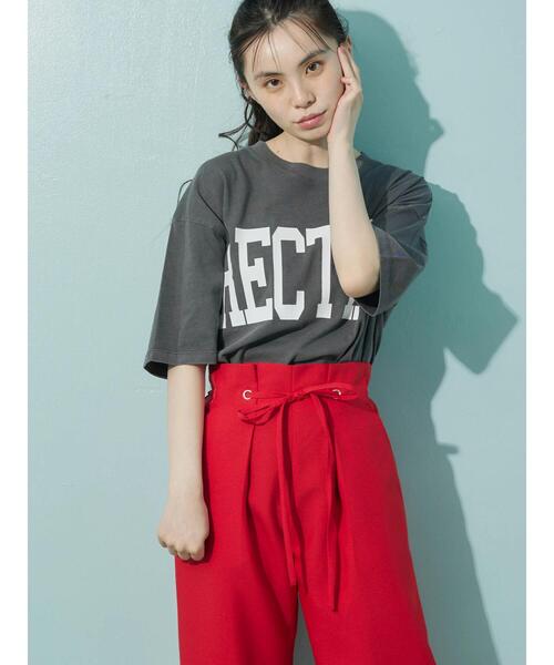 Sugar spoon(シュガースプーン)の「・SUGAR SPOON ビッグカレッジロゴTシャツ(Tシャツ/カットソー・レディース・チャコールグレー/カーキ/ピンク/イエロー・FREE)」の11枚目の写真