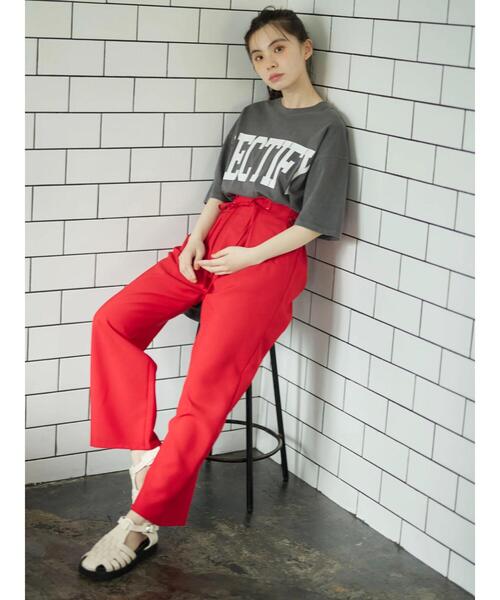 Sugar spoon(シュガースプーン)の「・SUGAR SPOON ビッグカレッジロゴTシャツ(Tシャツ/カットソー・レディース・チャコールグレー/カーキ/ピンク/イエロー・FREE)」の14枚目の写真