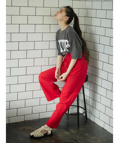 Sugar spoon(シュガースプーン)の「・SUGAR SPOON ビッグカレッジロゴTシャツ(Tシャツ/カットソー・レディース・チャコールグレー/カーキ/ピンク/イエロー・FREE)」の15枚目の写真