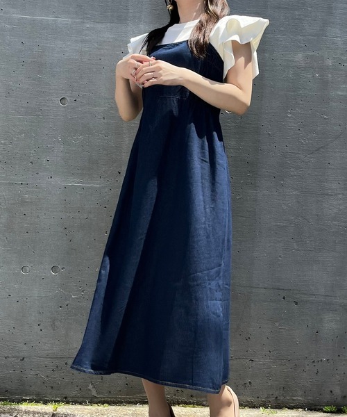 Voyage titty&Co.PETIT（ボヤージュティティアンドコープチ）の「【Voyage titty&Co. PETIT】サイドギャザーデニムジャンスカ（ワンピース・レディース・インディゴブルー・SMALL/MEDIUM）」の5枚目の写真