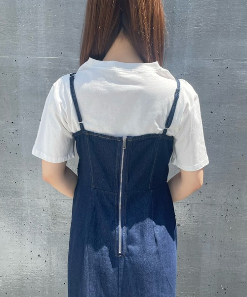 Voyage titty&Co.PETIT（ボヤージュティティアンドコープチ）の「【Voyage titty&Co. PETIT】サイドギャザーデニムジャンスカ（ワンピース・レディース・インディゴブルー・SMALL/MEDIUM）」の4枚目の写真