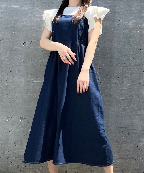 Voyage titty&Co.PETIT（ボヤージュティティアンドコープチ）の「【Voyage titty&Co. PETIT】サイドギャザーデニムジャンスカ（ワンピース・レディース・インディゴブルー・SMALL/MEDIUM）」の7枚目の写真
