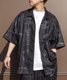 【(What it isNt) ART BY MARK GONZALES/ワットイズイズント マークゴンザレス】総柄プリントオープンカラーシャツ/開襟シャツ/ビッグシルエット <セットアップ可能>