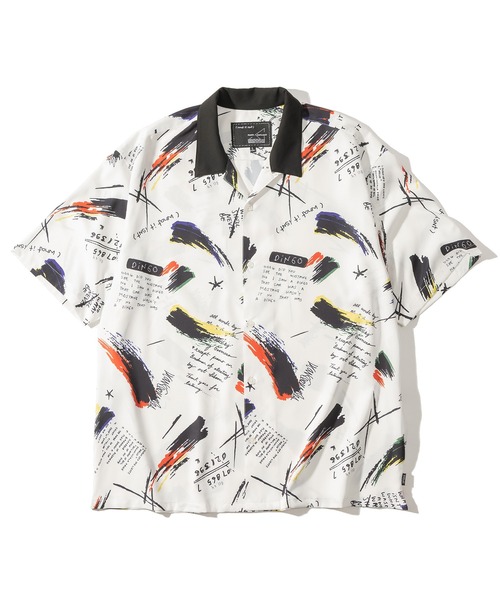 （What it isNt）ART BY MARKGONZALES（ワットイットイズント）の「【(What it isNt) ART BY MARK GONZALES/ワットイズイズント マークゴンザレス】総柄プリントオープンカラーシャツ/開襟シャツ/ビッグシルエット ＜セットアップ可能＞（シャツ/ブラウス・メンズ・ホワイト/ブラック系その他/ブラック/グレー・L/M/XL）」の9枚目の写真