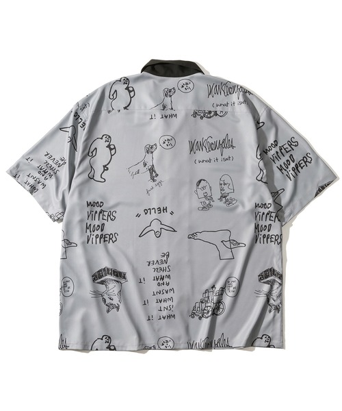 （What it isNt）ART BY MARKGONZALES（ワットイットイズント）の「【(What it isNt) ART BY MARK GONZALES/ワットイズイズント マークゴンザレス】総柄プリントオープンカラーシャツ/開襟シャツ/ビッグシルエット ＜セットアップ可能＞（シャツ/ブラウス・メンズ・ホワイト/ブラック系その他/ブラック/グレー・L/M/XL）」の16枚目の写真
