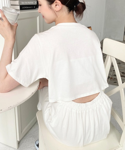 セール】綿100％無地＆ボーダー オープンバック半袖ワンピース