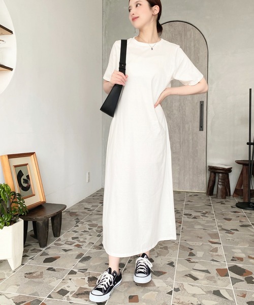 セール】綿100％無地＆ボーダー オープンバック半袖ワンピース