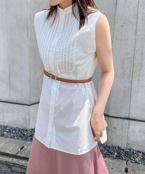 SAISON DE PAPILLON（セゾンドパピヨン）の「ノースリーブシャツチュニック（シャツ/ブラウス・レディース・オフホワイト/ブラック/グリーン・M）」の11枚目の写真