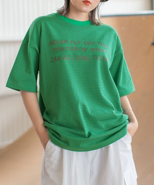 PBLIM（ページボーイリム）の「PAGEBOYLIM/アニバーサリーT（Tシャツ/カットソー・レディース・チャコールグレー/オフホワイト/ブルー/ブラック系その他/グリーン系その他・MEDIUM/LARGE）」の4枚目の写真