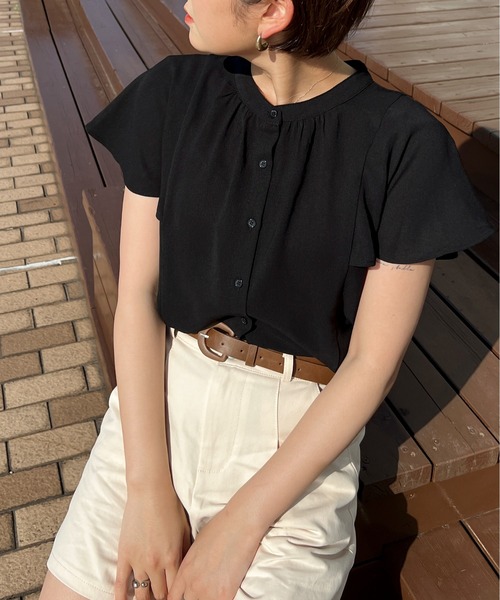 Ambre Ciel(アンブルシエル)の「ケープカラーラッフルブラウス/【WEB/EC限定商品】(シャツ/ブラウス・レディース・ブラック/オフホワイト・FREE)」の8枚目の写真