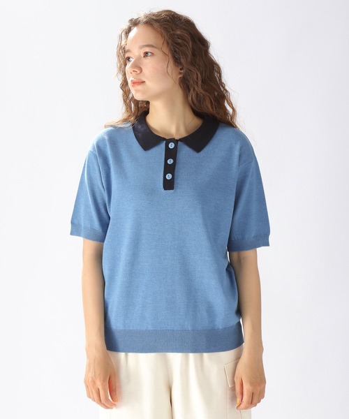 niko and...（ニコアンド）の「洗える12Gハイツイストポロ襟ニット（ポロシャツ・レディース・ブルー/スモーク/アイボリー・MEDIUM/LARGE）」の7枚目の写真