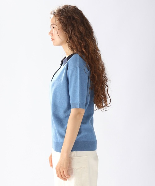 niko and...（ニコアンド）の「洗える12Gハイツイストポロ襟ニット（ポロシャツ・レディース・ブルー/スモーク/アイボリー・MEDIUM/LARGE）」の9枚目の写真