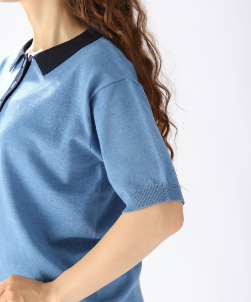 niko and...（ニコアンド）の「洗える12Gハイツイストポロ襟ニット（ポロシャツ・レディース・ブルー/スモーク/アイボリー・MEDIUM/LARGE）」の4枚目の写真