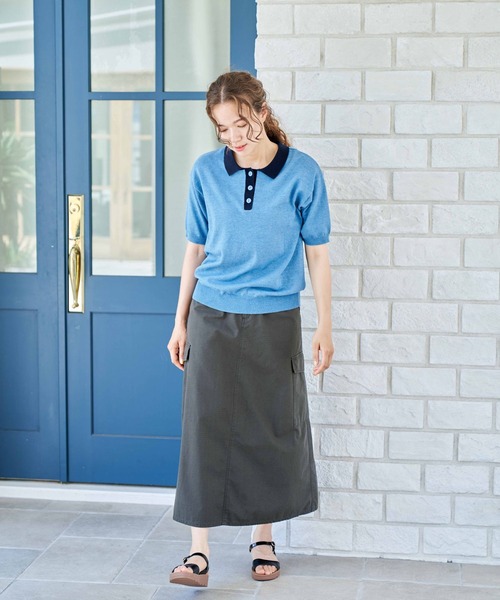 niko and...（ニコアンド）の「洗える12Gハイツイストポロ襟ニット（ポロシャツ・レディース・ブルー/スモーク/アイボリー・MEDIUM/LARGE）」の20枚目の写真