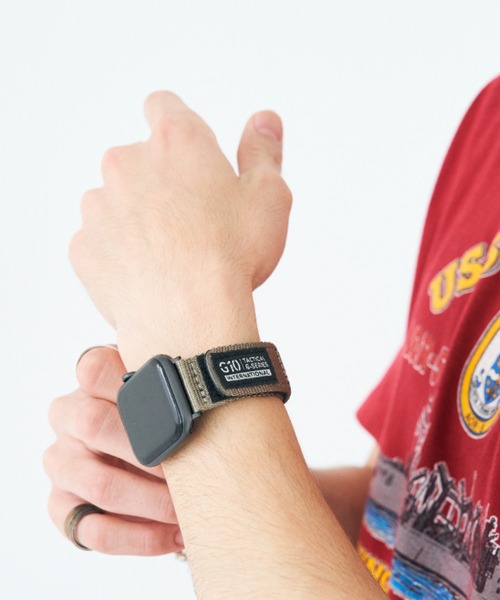 SiNCERE(シンシア)の「Apple Watch Band / アップルウォッチ バンド ミリタリーナイロン 42-45mm(デジタル腕時計・メンズ・ブラック/オリーブ/サンドベージュ・44)」の7枚目の写真