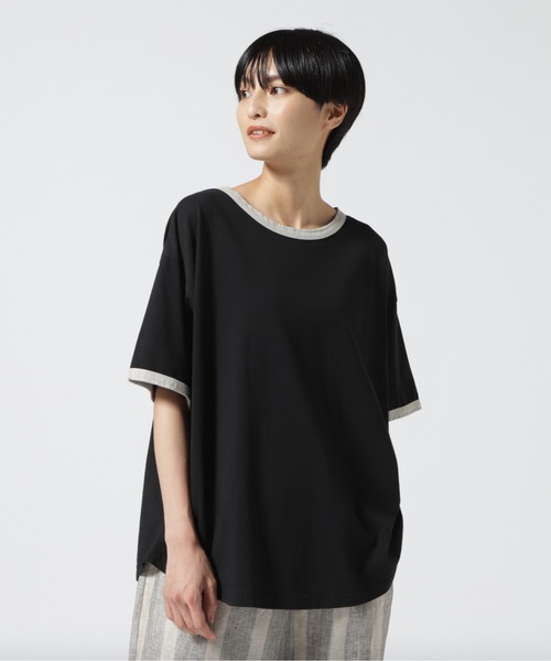 MANASTASH(マナスタッシュ)の「MANASTASH/マナスタッシュ リンガーフレアTEE(Tシャツ/カットソー・レディース・ホワイト/ブラック・F)」の2枚目の写真