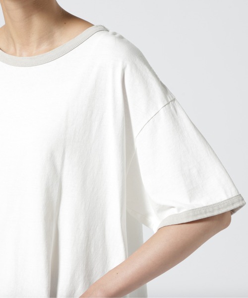 MANASTASH(マナスタッシュ)の「MANASTASH/マナスタッシュ リンガーフレアTEE(Tシャツ/カットソー・レディース・ホワイト/ブラック・F)」の6枚目の写真