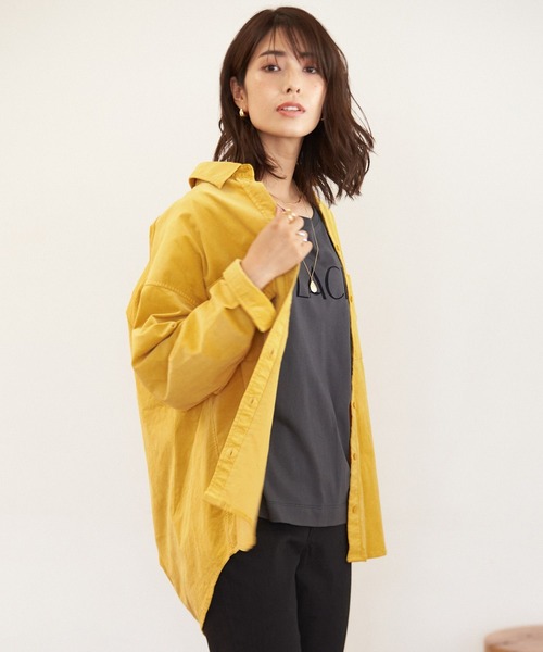 BAYFLOW（ベイフロー）の「カラーコーデュロイシャツ（シャツ/ブラウス・レディース・ベージュ/ブルー/マスタード/モカ/チャコール/ピンク・SMALL/MEDIUM）」の13枚目の写真