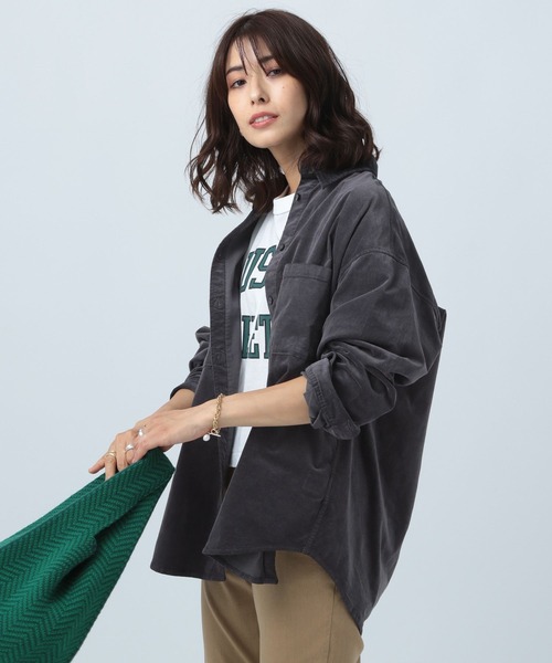 BAYFLOW（ベイフロー）の「カラーコーデュロイシャツ（シャツ/ブラウス・レディース・ベージュ/ブルー/マスタード/モカ/チャコール/ピンク・SMALL/MEDIUM）」の17枚目の写真