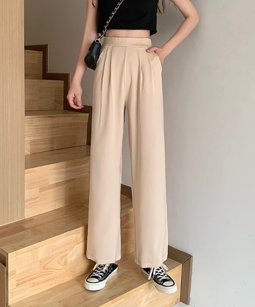 H.Warren(エイチウォーレン)の「カラーワイドパンツ(ウエストゴムタイプ)(その他パンツ・レディース・ブラック/ライトグリーン/アイボリー/ライトパープル/ライトピンク・FREE)」の2枚目の写真