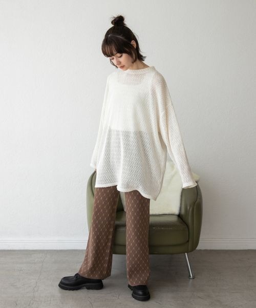 JEANASIS(ジーナシス)の「フレンチメッシュビッグロンTEE/156919(Tシャツ/カットソー・レディース・ブラック/パープル/オフホワイト・FREE)」の14枚目の写真