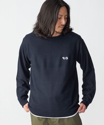 *【SHIPS別注】PENNEYS:〈手洗い可能〉FOX ロゴ ワッペン ガーター クルーネック ニット
