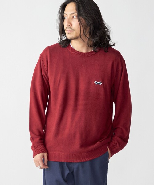 PENNEYS（ぺニーズ）の「*【SHIPS別注】PENNEYS:〈手洗い可能〉FOX ロゴ ワッペン ガーター クルーネック ニット（ニット/セーター・メンズ・チャコールグレー/ネイビー/レッド/オリーブ・SMALL/MEDIUM/LARGE/X-LARGE）」の4枚目の写真