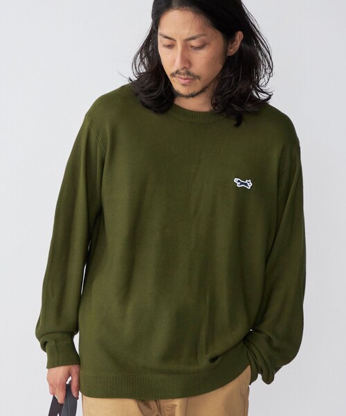 PENNEYS（ぺニーズ）の「*【SHIPS別注】PENNEYS:〈手洗い可能〉FOX ロゴ ワッペン ガーター クルーネック ニット（ニット/セーター・メンズ・チャコールグレー/ネイビー/レッド/オリーブ・SMALL/MEDIUM/LARGE/X-LARGE）」の3枚目の写真