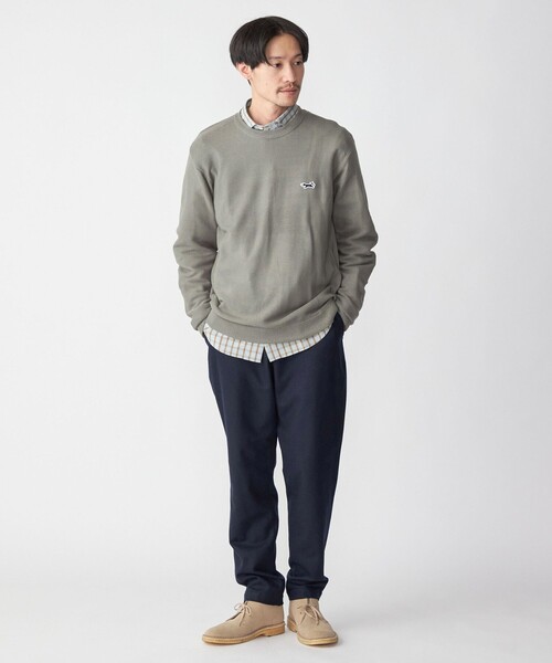 PENNEYS（ぺニーズ）の「*【SHIPS別注】PENNEYS:〈手洗い可能〉FOX ロゴ ワッペン ガーター クルーネック ニット（ニット/セーター・メンズ・チャコールグレー/ネイビー/レッド/オリーブ・SMALL/MEDIUM/LARGE/X-LARGE）」の5枚目の写真