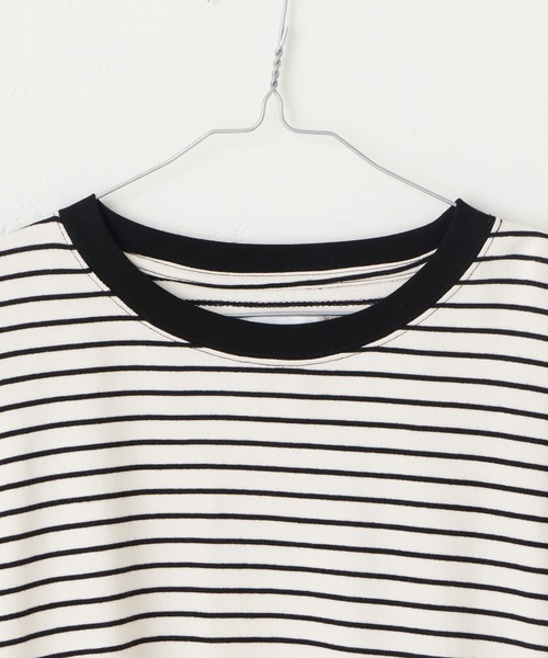 WHIMSIC（ウィムジック）の「【UNISEX】ミニパイルボーダーロングスリーブT（Tシャツ/カットソー・メンズ・ホワイト/ブラウン/ブルー/ブラック・FREE）」の6枚目の写真