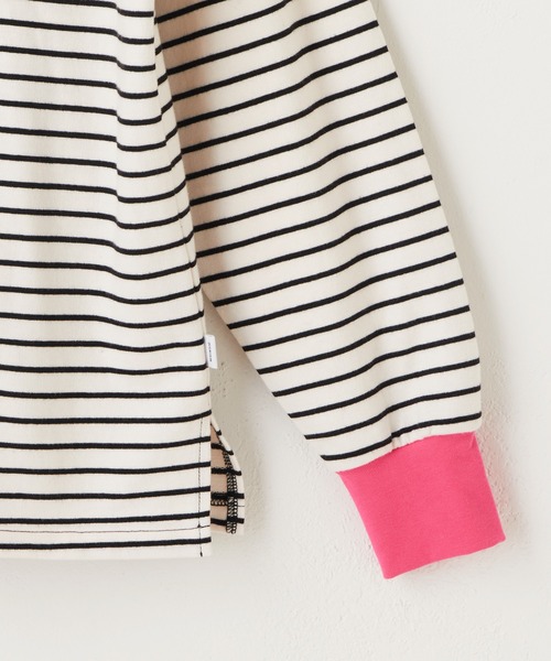 WHIMSIC（ウィムジック）の「【UNISEX】ミニパイルボーダーロングスリーブT（Tシャツ/カットソー・メンズ・ホワイト/ブラウン/ブルー/ブラック・FREE）」の7枚目の写真