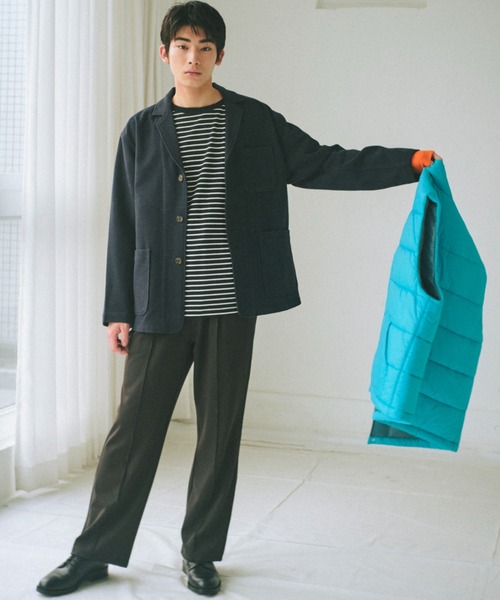 WHIMSIC（ウィムジック）の「【UNISEX】ミニパイルボーダーロングスリーブT（Tシャツ/カットソー・メンズ・ホワイト/ブラウン/ブルー/ブラック・FREE）」の9枚目の写真