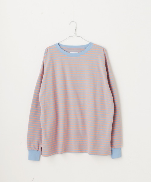 WHIMSIC（ウィムジック）の「【UNISEX】ミニパイルボーダーロングスリーブT（Tシャツ/カットソー・メンズ・ホワイト/ブラウン/ブルー/ブラック・FREE）」の20枚目の写真