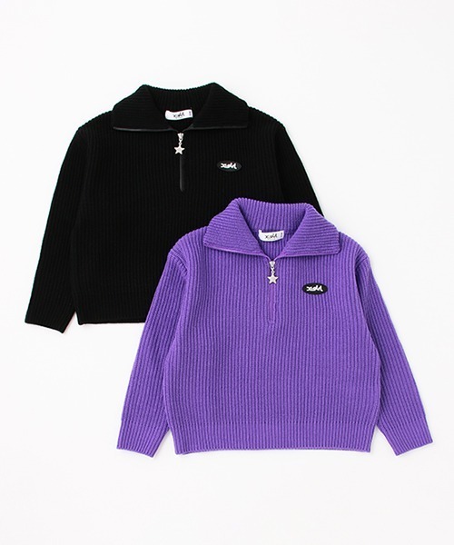 X-girl Stages（エックスガールステージス）の「ニットハーフジップ