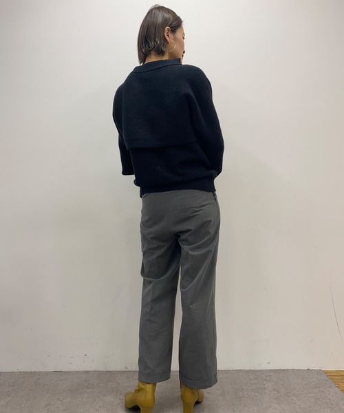 SHENERY（シーナリー）の「レイヤードニット（ニット/セーター・レディース・ブラック/オリーブ/オフホワイト・FREE）」の7枚目の写真