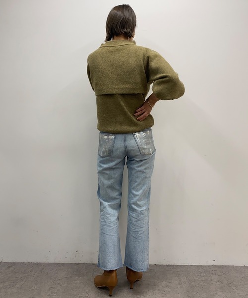 SHENERY（シーナリー）の「レイヤードニット（ニット/セーター・レディース・ブラック/オリーブ/オフホワイト・FREE）」の14枚目の写真