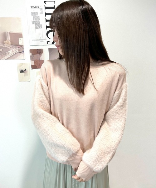 CECIL McBEE（セシルマクビー）の「袖フェザーアンゴラライクニット（ニット/セーター・レディース・ミント/ブラウン/ブラック/ベージュ・MEDIUM）」の12枚目の写真