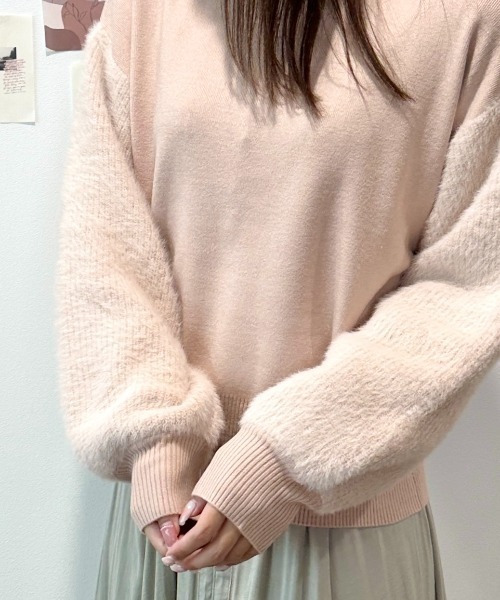CECIL McBEE（セシルマクビー）の「袖フェザーアンゴラライクニット（ニット/セーター・レディース・ミント/ブラウン/ブラック/ベージュ・MEDIUM）」の10枚目の写真