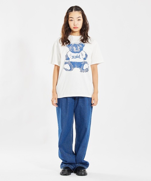 X-girl(エックスガール)の「STUFFED BEAR S/S TEE(Tシャツ/カットソー・レディース・ホワイト/イエロー/チャコール・L/M/XL/S)」の4枚目の写真