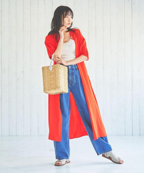 coen(コーエン)の「接触冷感ボリュームスリーブワンピース(シャツワンピース・レディース・ネイビー/ターコイズブルー/オレンジ・M/L)」の20枚目の写真