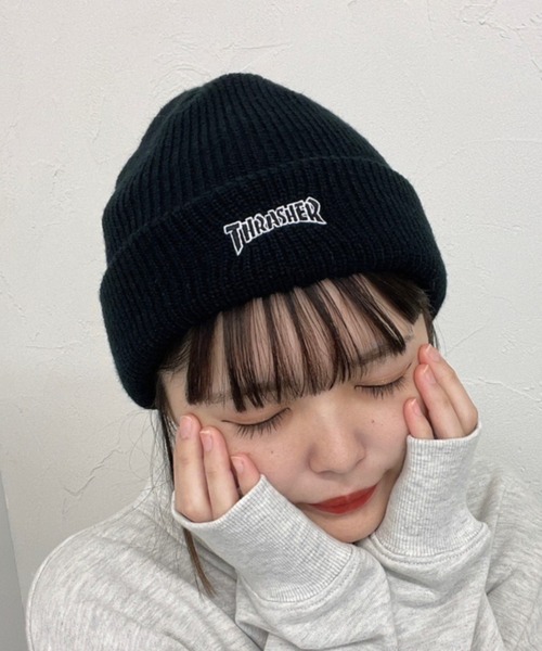 THRASHER（スラッシャー）の「WEGO/THRASHER MAG LOGO アクリルビーニー（ニットキャップ/ビーニー・メンズ・オフホワイト/ブラック・FREE）」の2枚目の写真