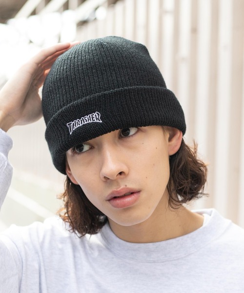 THRASHER（スラッシャー）の「WEGO/THRASHER MAG LOGO アクリルビーニー（ニットキャップ/ビーニー・メンズ・オフホワイト/ブラック・FREE）」の5枚目の写真