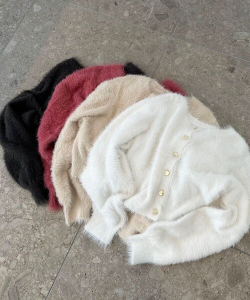 MAJESTIC LEGON（マジェスティックレゴン）の「前後2WAYシャギーニット（ニット/セーター・レディース・チャコールグレー/オフホワイト/ピンク/アイボリー・MEDIUM）」の2枚目の写真