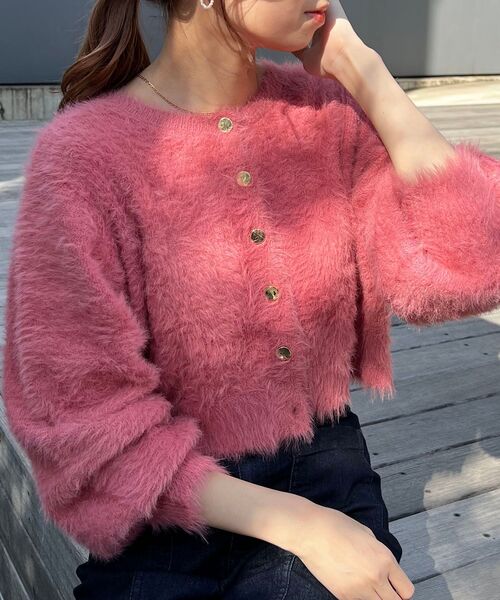 MAJESTIC LEGON（マジェスティックレゴン）の「前後2WAYシャギーニット（ニット/セーター・レディース・チャコールグレー/オフホワイト/ピンク/アイボリー・MEDIUM）」の4枚目の写真