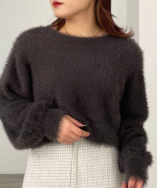 MAJESTIC LEGON（マジェスティックレゴン）の「前後2WAYシャギーニット（ニット/セーター・レディース・チャコールグレー/オフホワイト/ピンク/アイボリー・MEDIUM）」の3枚目の写真