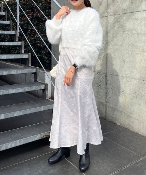 MAJESTIC LEGON（マジェスティックレゴン）の「前後2WAYシャギーニット（ニット/セーター・レディース・チャコールグレー/オフホワイト/ピンク/アイボリー・MEDIUM）」の8枚目の写真